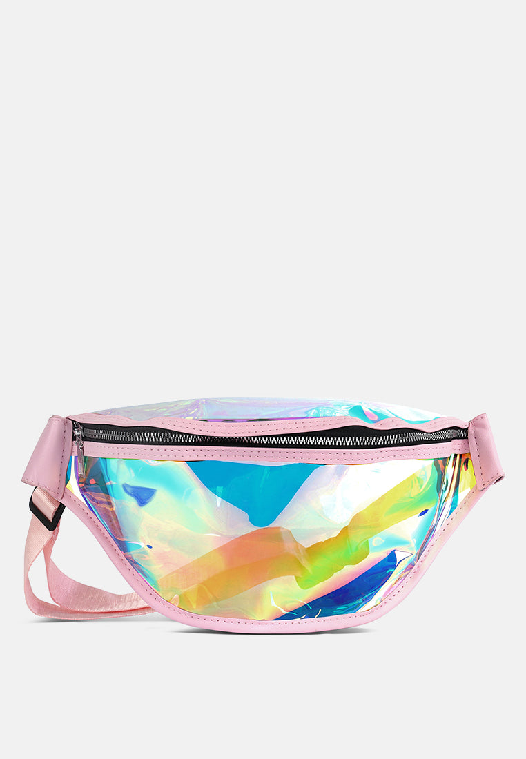 Pink Clear Hologram Fanny Pack#color_pink