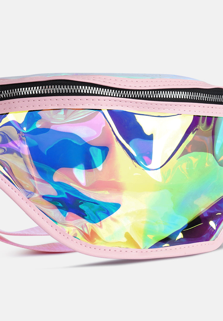 Pink Clear Hologram Fanny Pack#color_pink