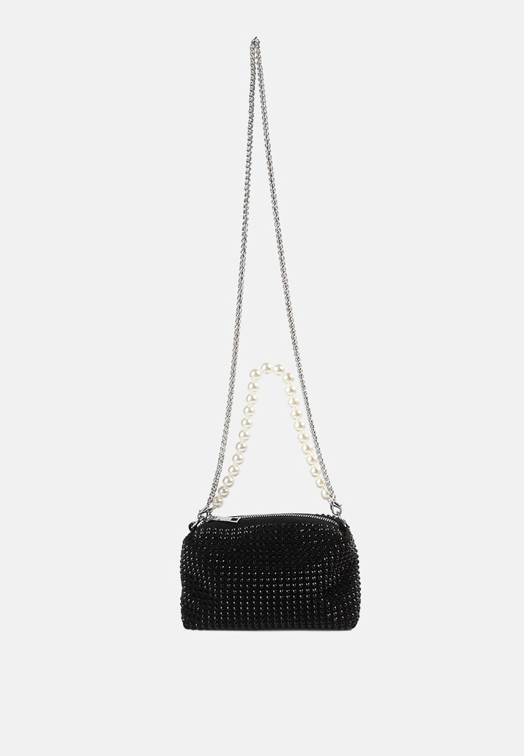 full studded pearl strap mini bag#color_black
