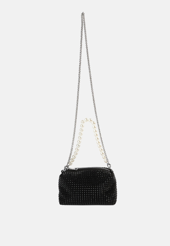 full studded pearl strap mini bag#color_black