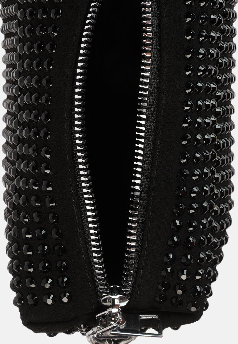 full studded pearl strap mini bag#color_black