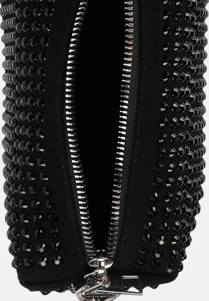 full studded pearl strap mini bag#color_black