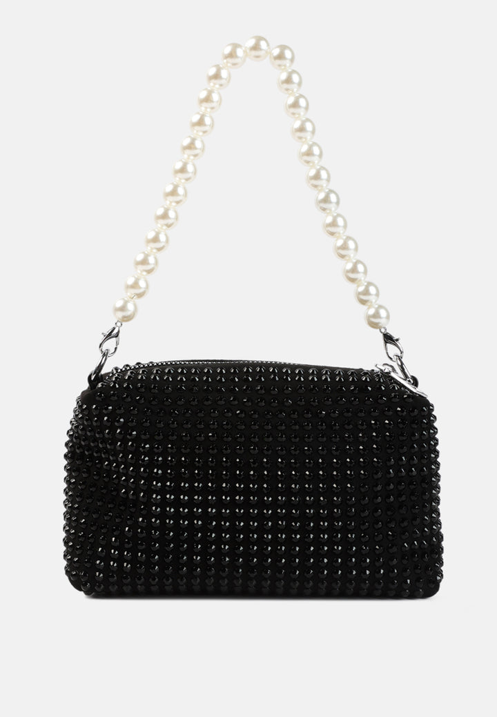 full studded pearl strap mini bag#color_black