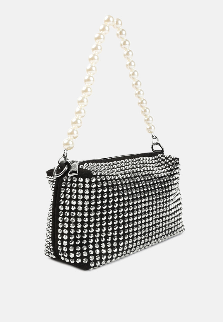 full studded pearl strap mini bag#color_silver