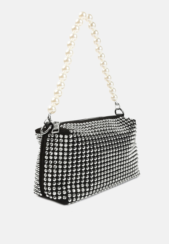 full studded pearl strap mini bag#color_silver
