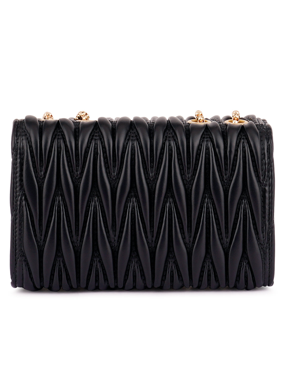 chevron quilted faux leather handbag#color_black
