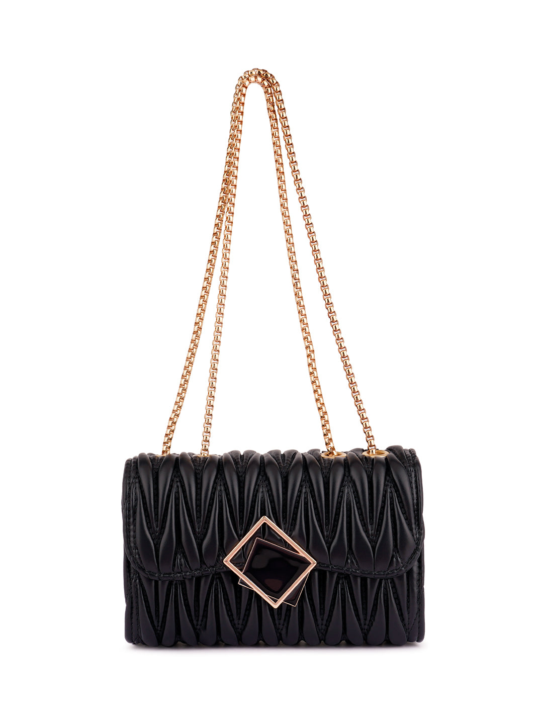chevron quilted faux leather handbag#color_black