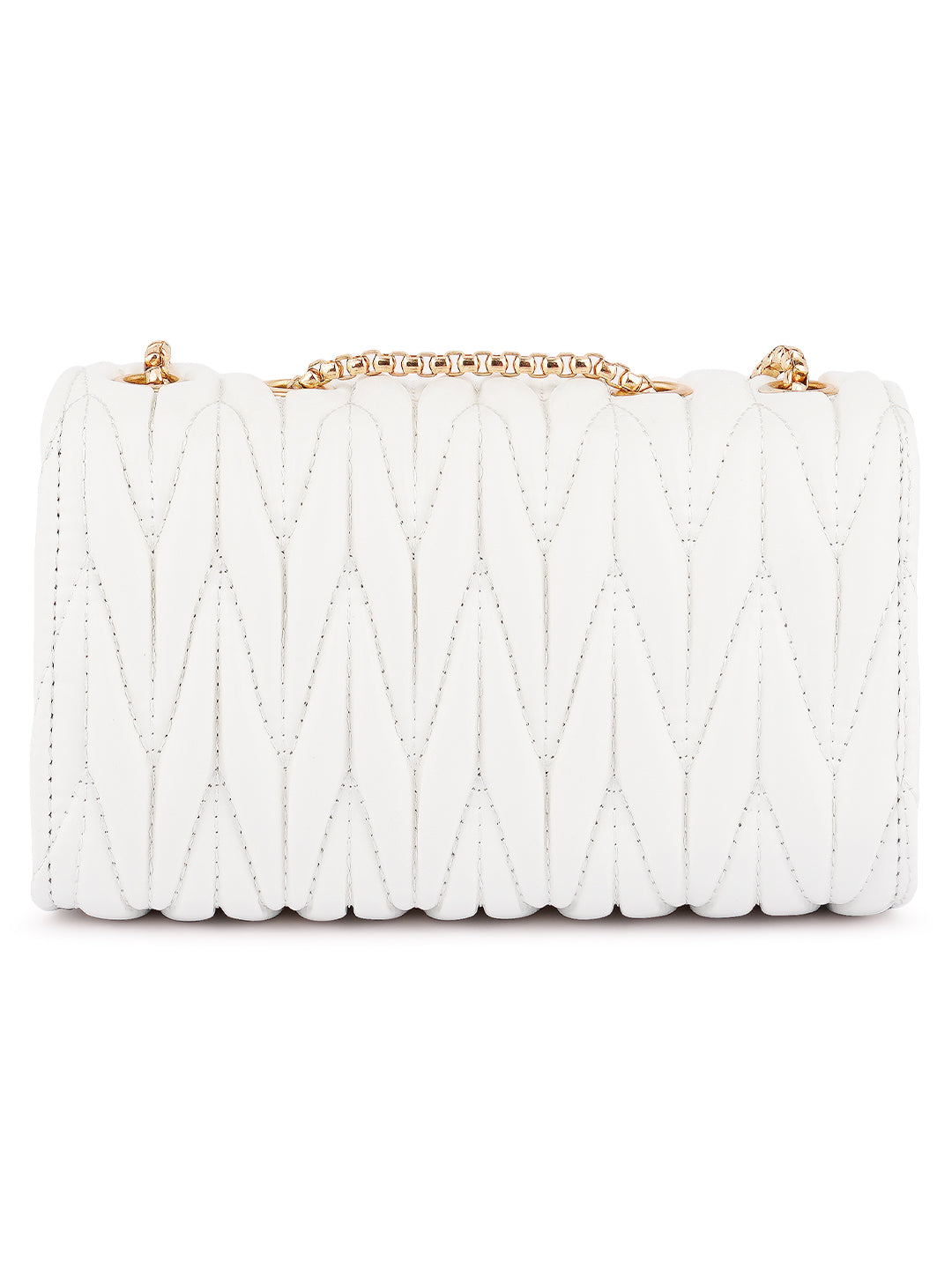 chevron quilted faux leather handbag#color_white