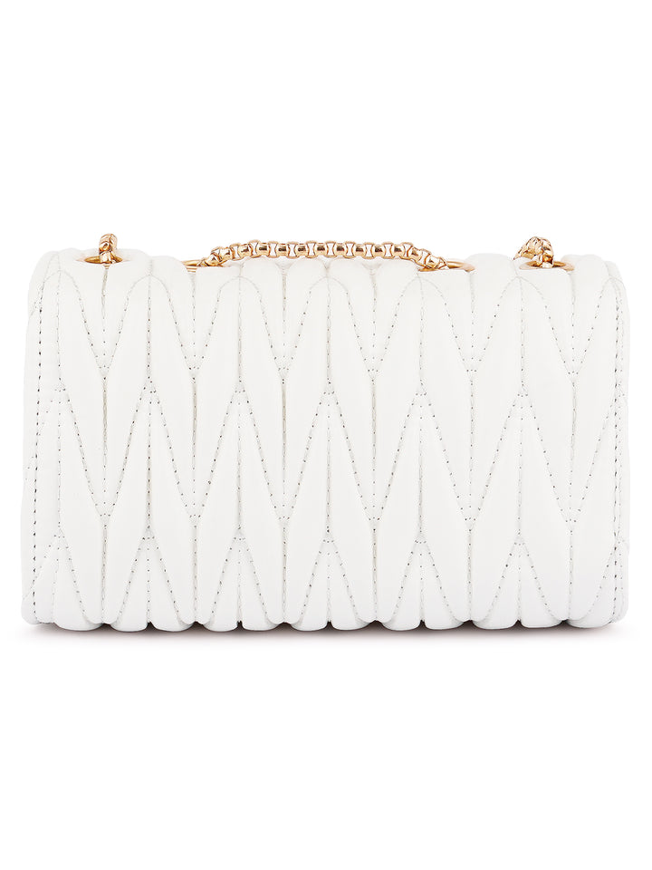 chevron quilted faux leather handbag#color_white