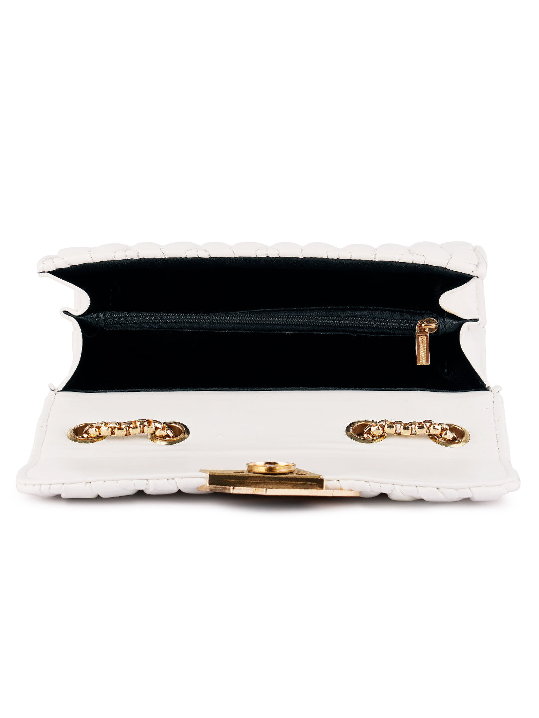 chevron quilted faux leather handbag#color_white