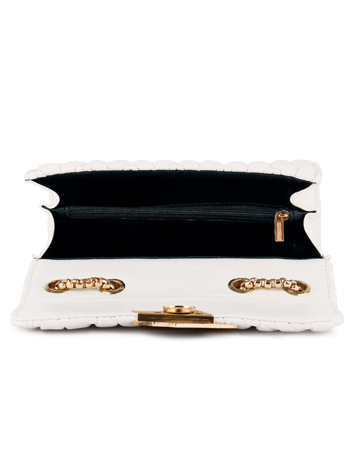 chevron quilted faux leather handbag#color_white