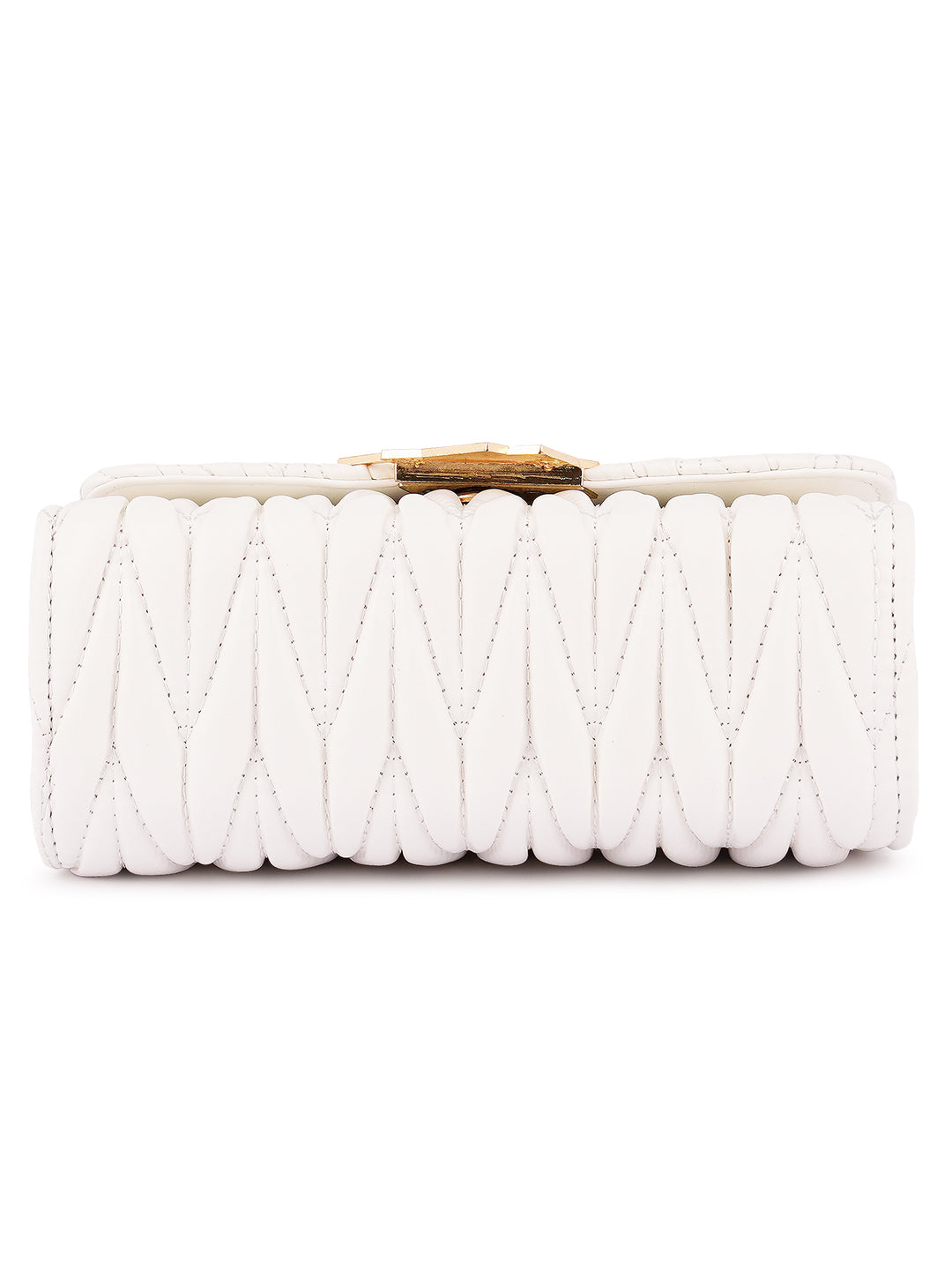 chevron quilted faux leather handbag#color_white
