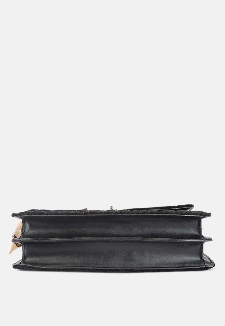 quilted velvet baguette#color_black