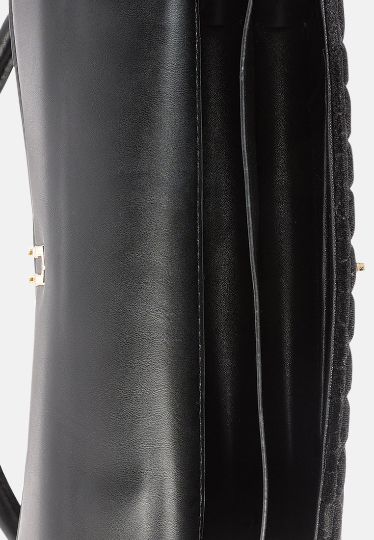 quilted velvet baguette#color_black