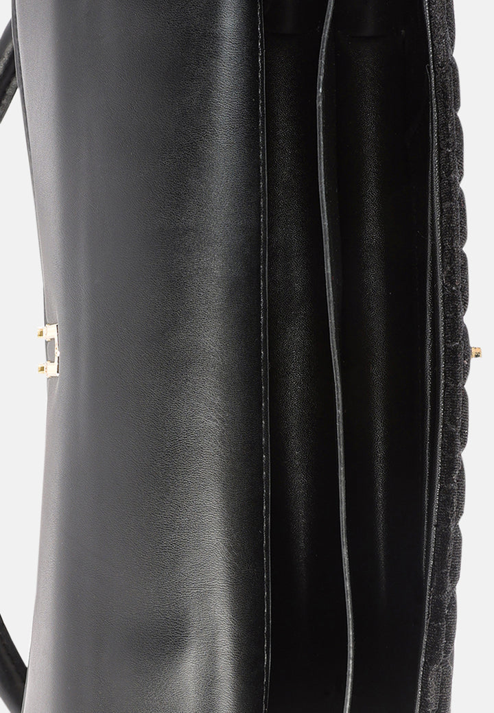 quilted velvet baguette#color_black