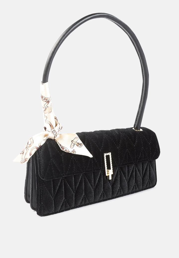 quilted velvet baguette#color_black