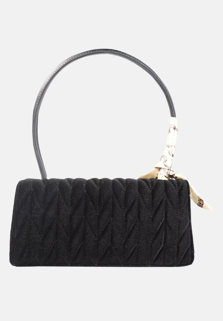 quilted velvet baguette#color_black
