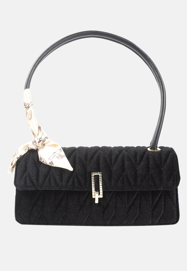 quilted velvet baguette#color_black