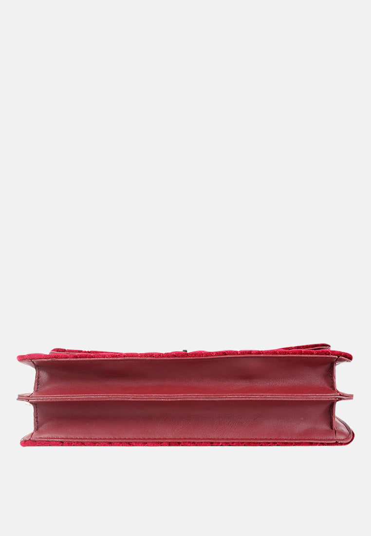 quilted velvet baguette#color_red