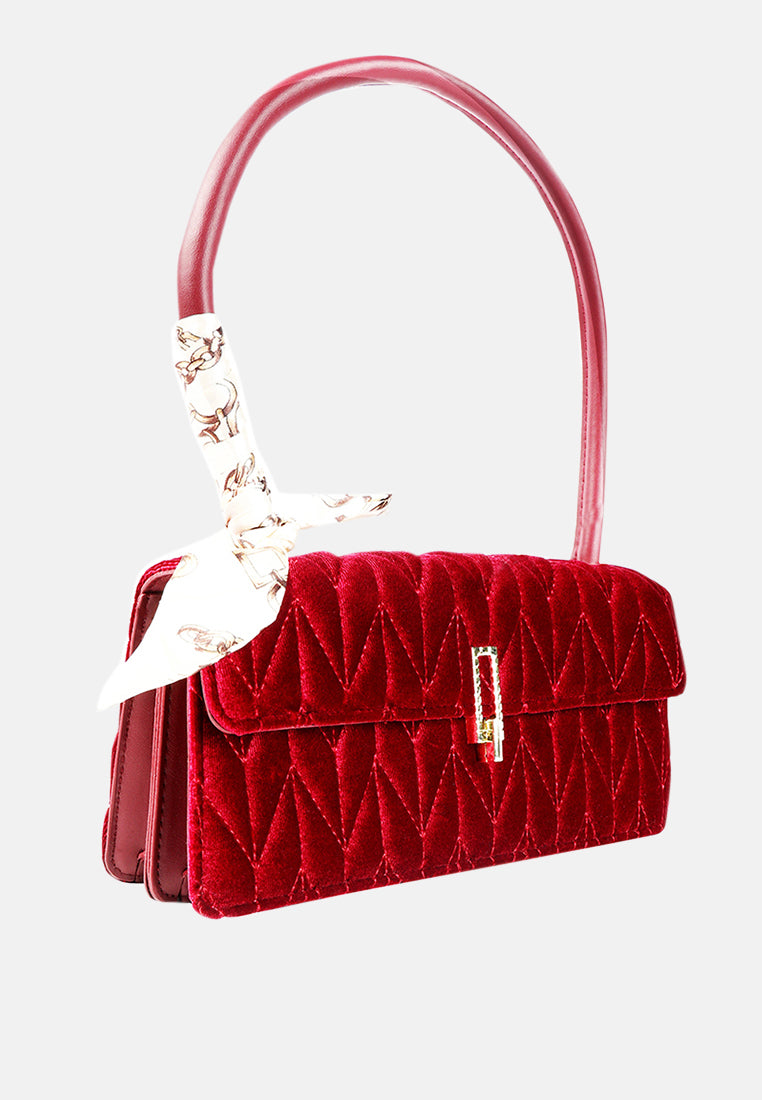 quilted velvet baguette#color_red