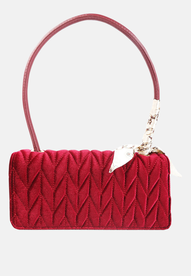 quilted velvet baguette#color_red