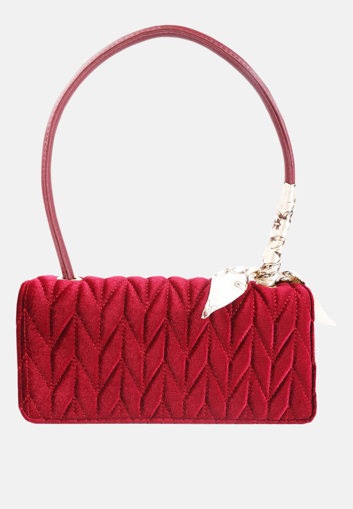quilted velvet baguette#color_red