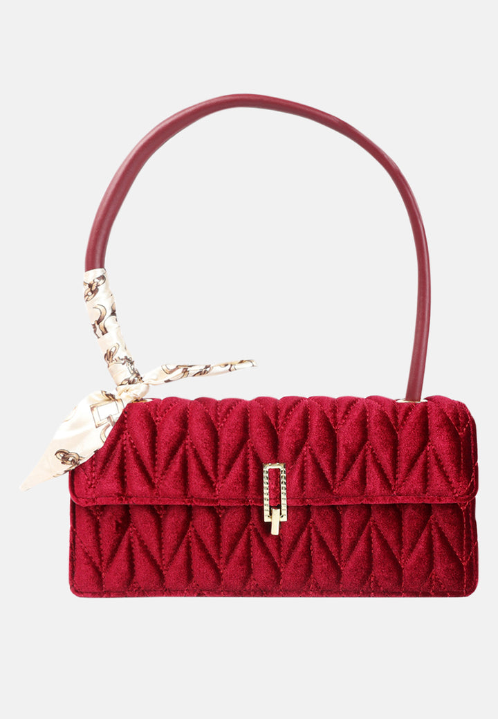 quilted velvet baguette#color_red