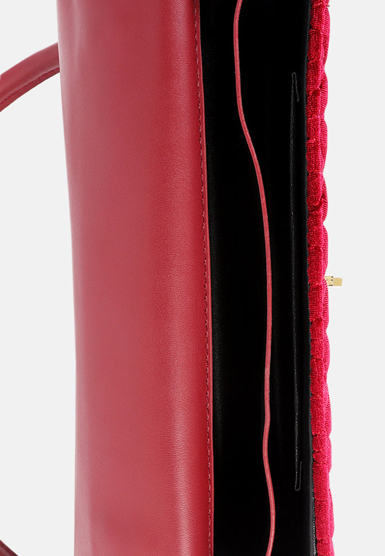 quilted velvet baguette#color_red
