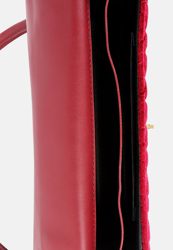quilted velvet baguette#color_red