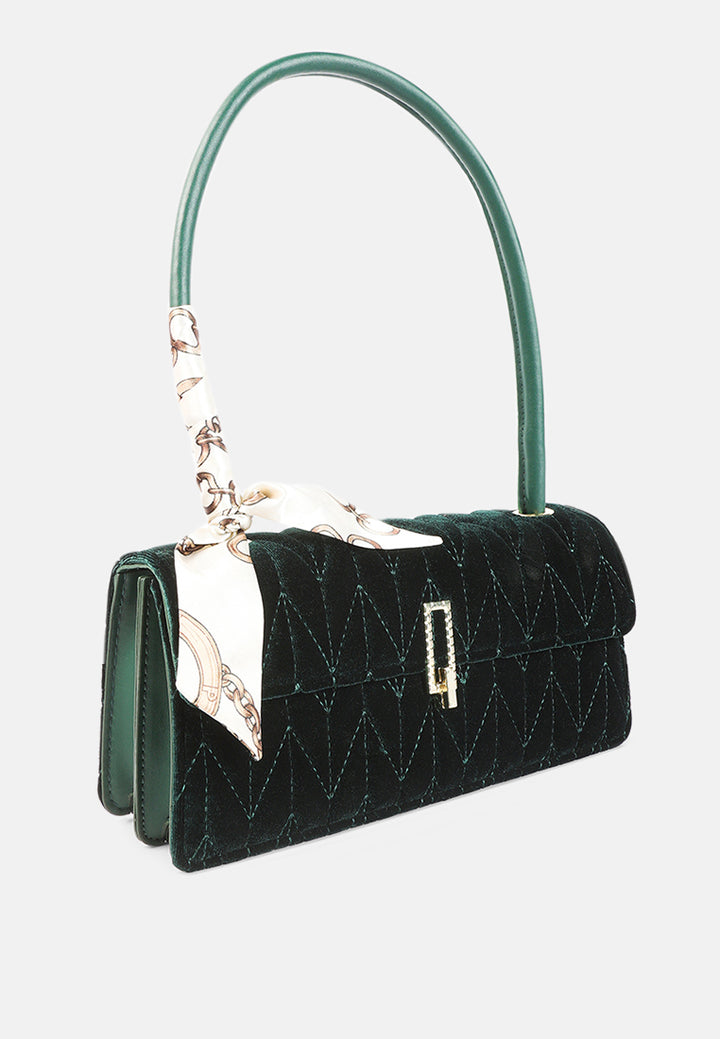 quilted velvet baguette#color_green