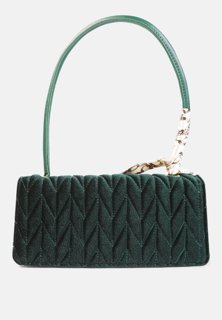 quilted velvet baguette#color_green
