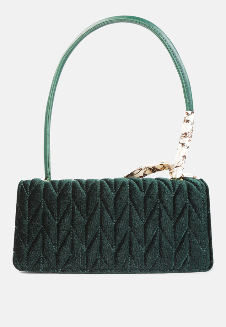 quilted velvet baguette#color_green