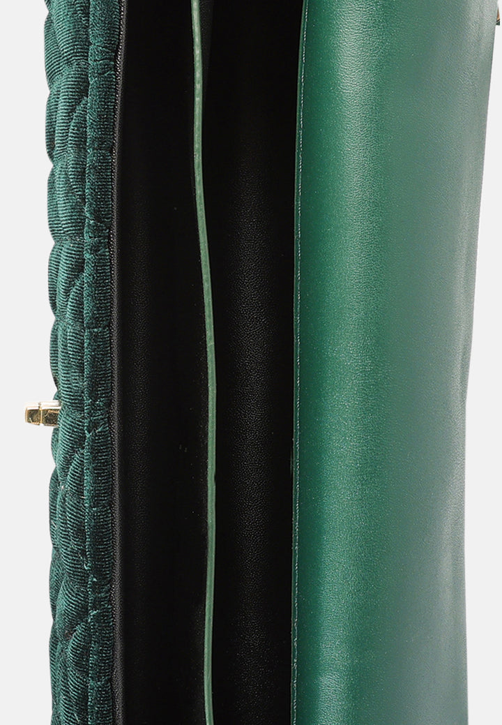 quilted velvet baguette#color_green