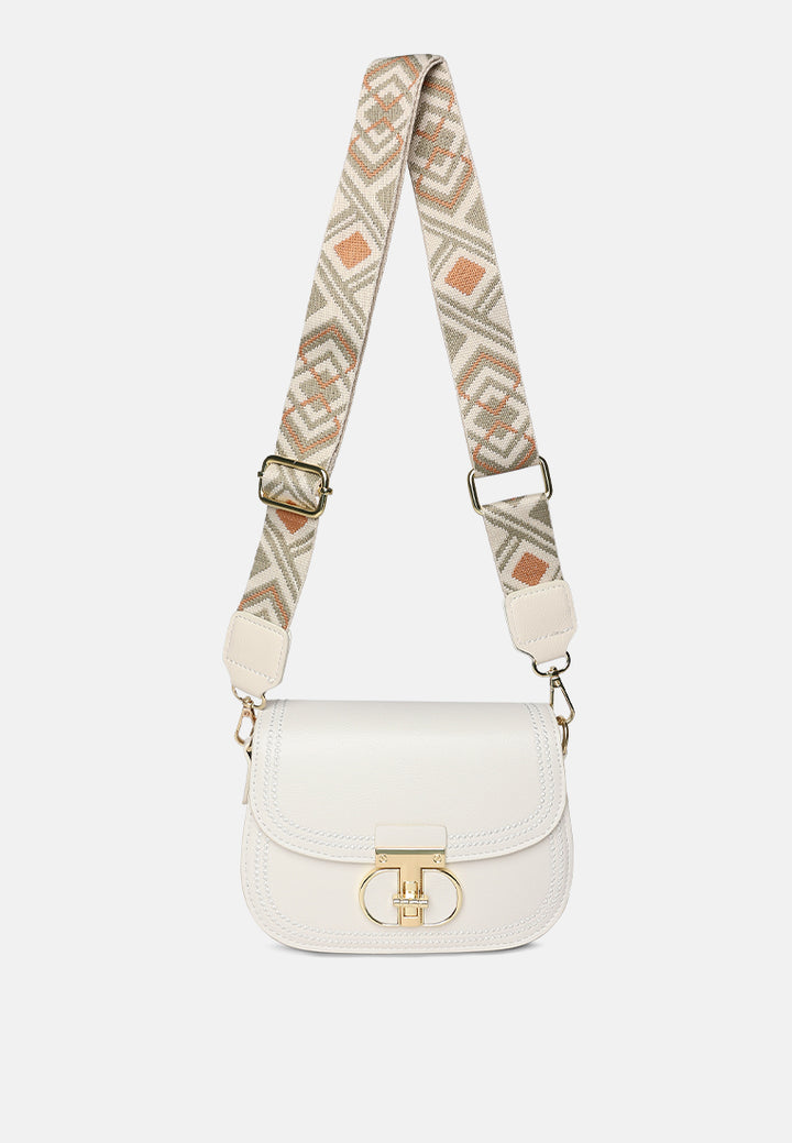 geometric strap shoulder bag by ruw#color-white