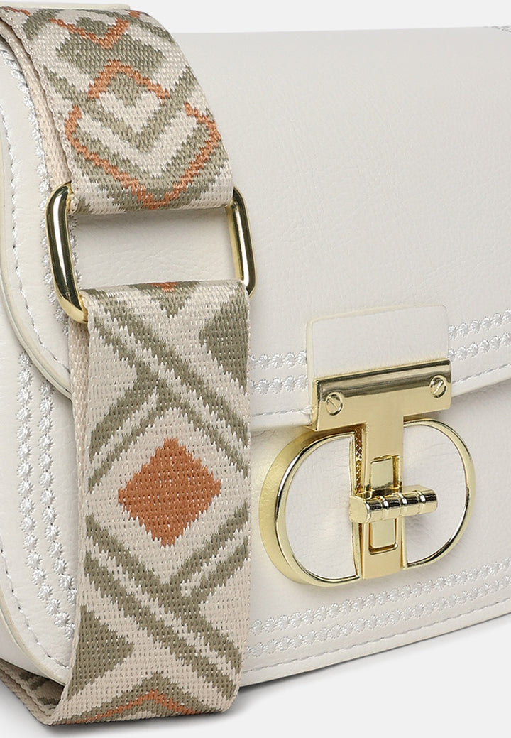 geometric strap shoulder bag by ruw#color-white