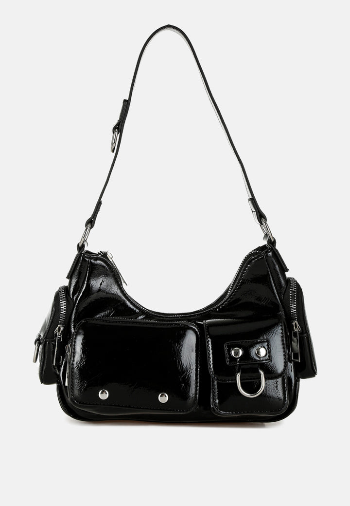 multi-pouch pocket shoulder bag by ruw#color_black