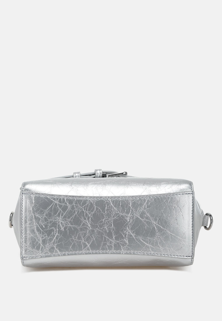 buckle detail satchel bag by ruw#color_silver