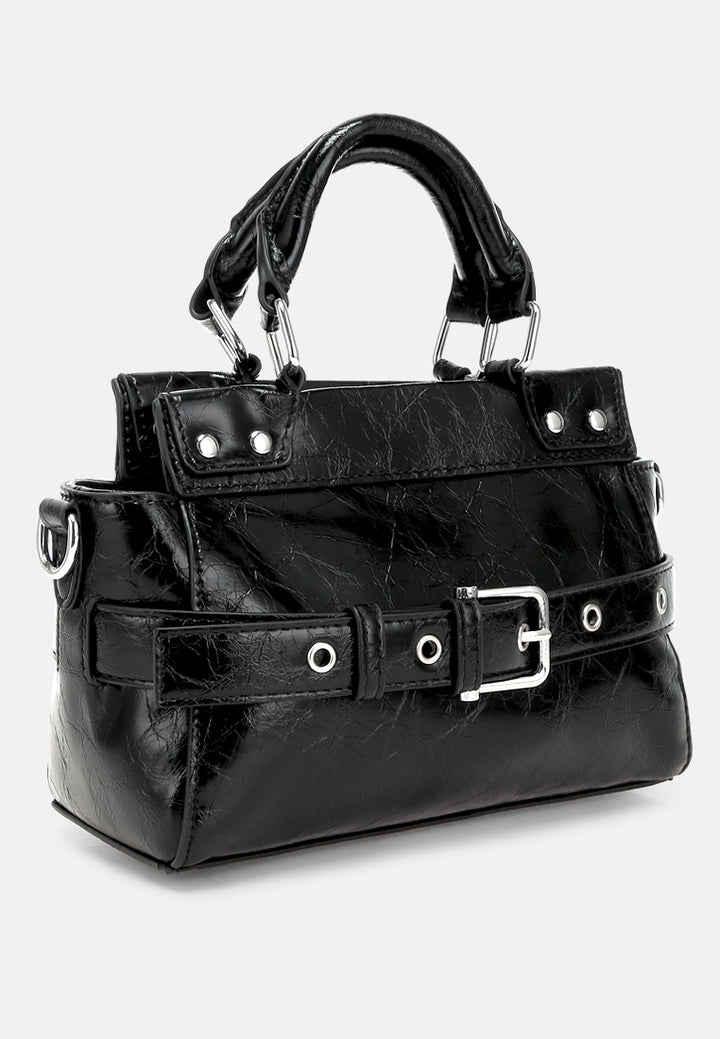 buckle detail satchel bag by ruw#color_black