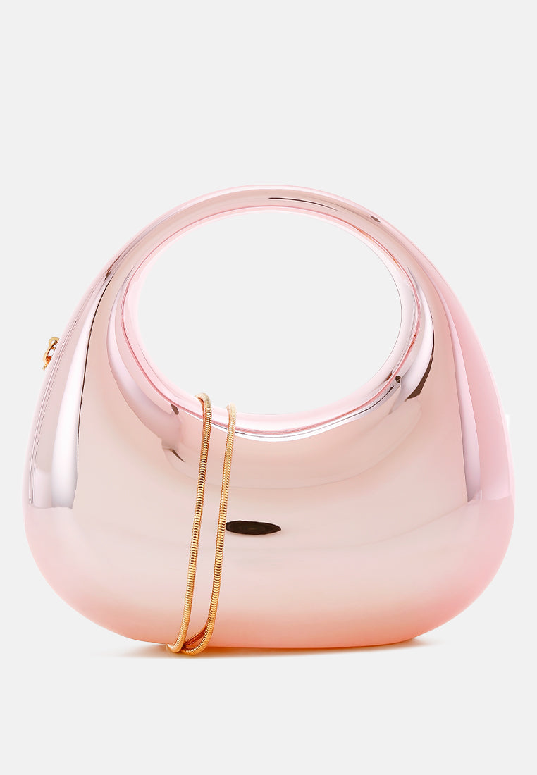 metallic mini clutch bag by ruw#color_light-pink