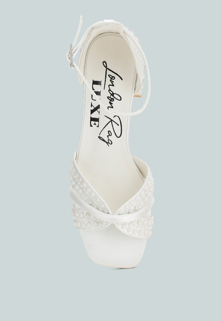 pearl embellished strappy sandals by ruw#color_white