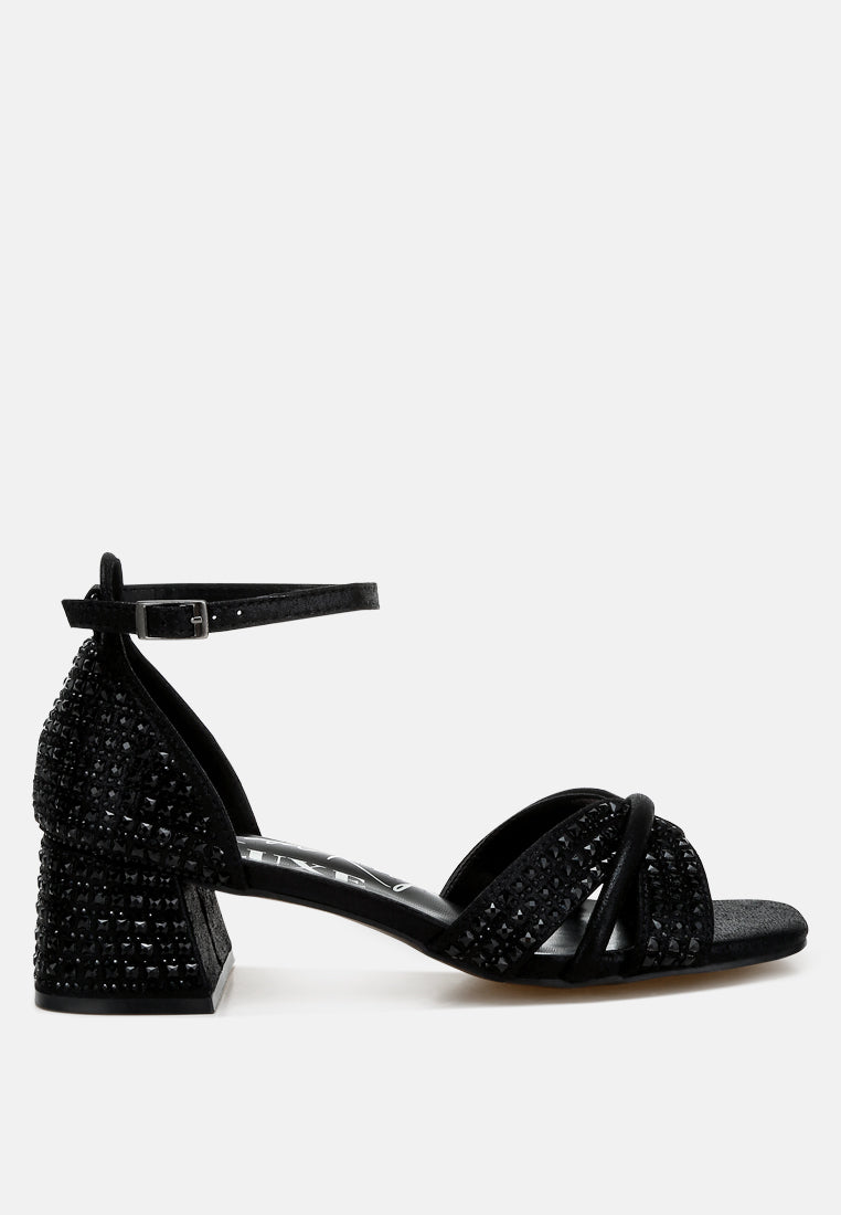 low block heel rhinestone sandals by ruw color_black