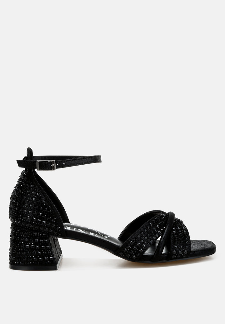 low block heel rhinestone sandals by ruw color_black