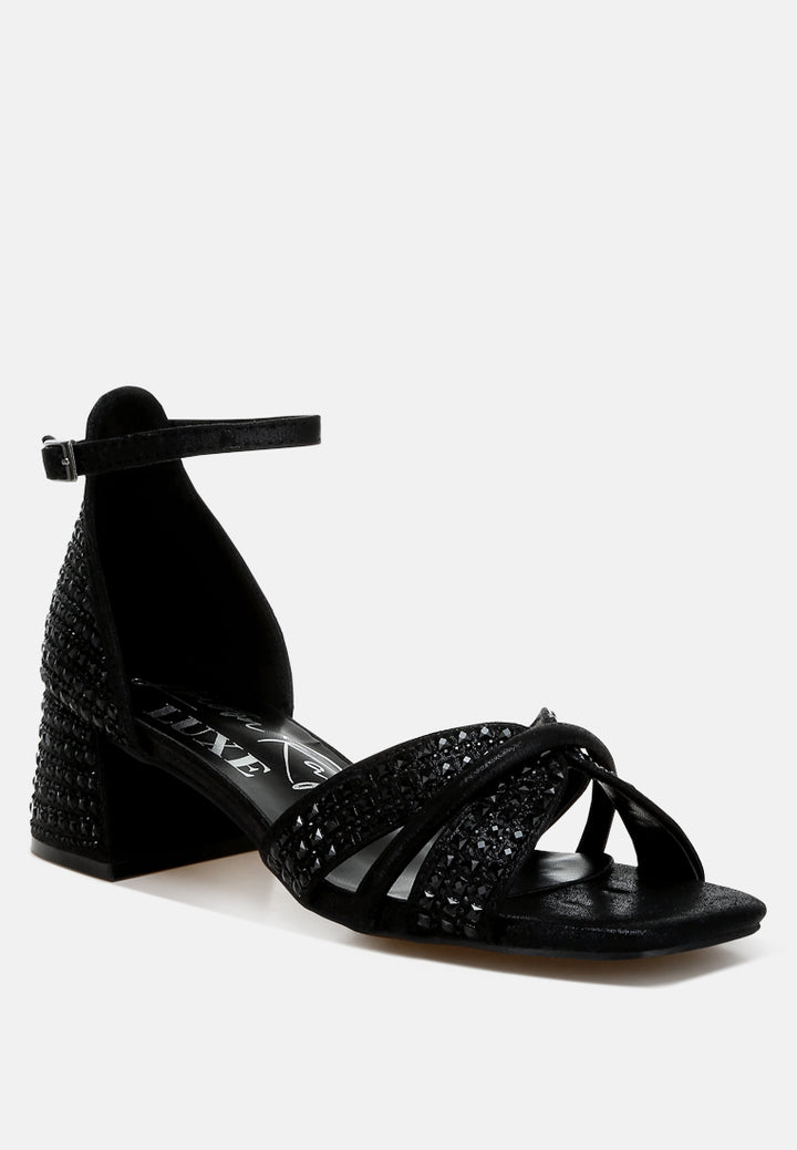 low block heel rhinestone sandals by ruw color_black