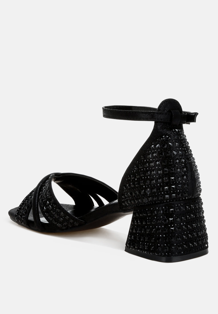 low block heel rhinestone sandals by ruw color_black