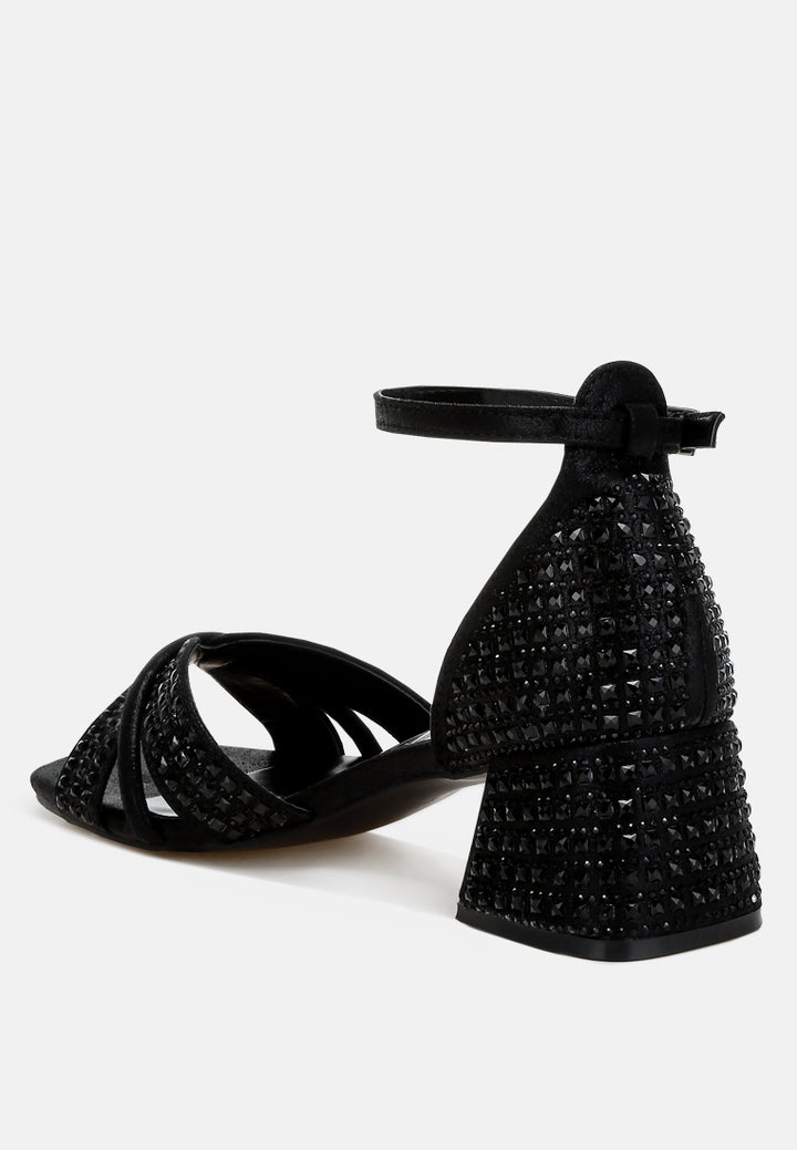 low block heel rhinestone sandals by ruw color_black