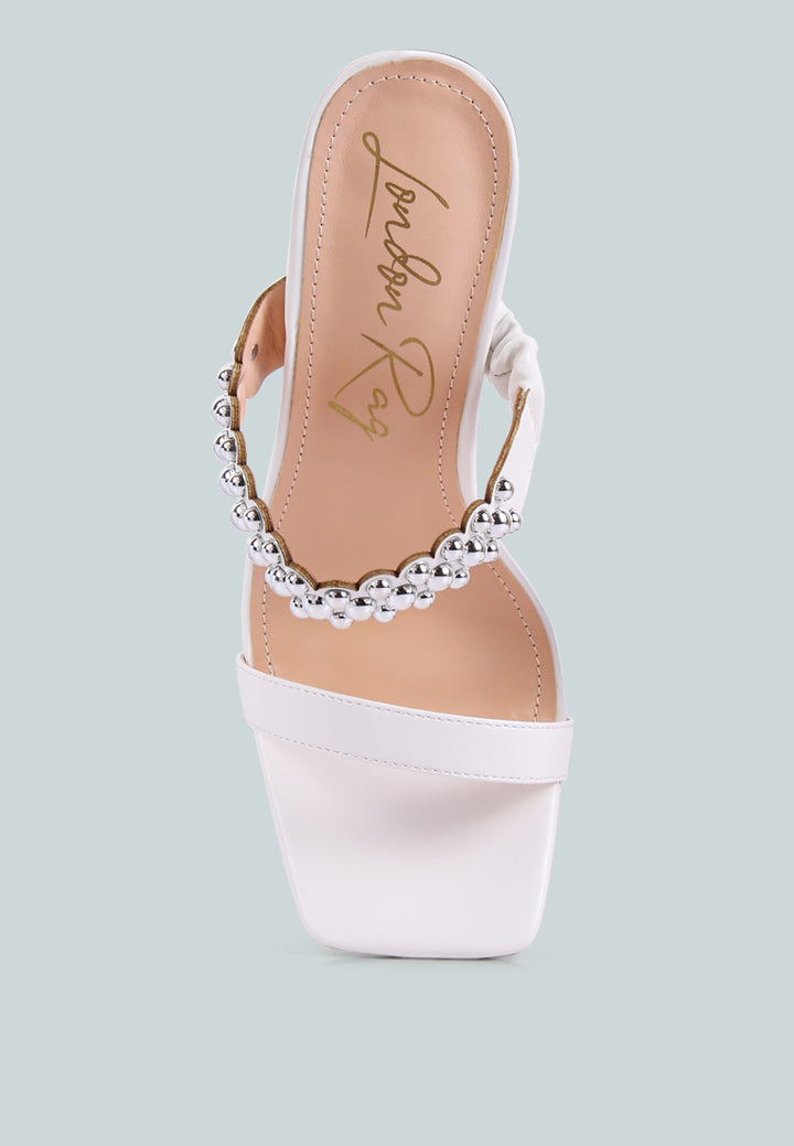 bandy stieletto heel metal stud sandals by ruw#color_white