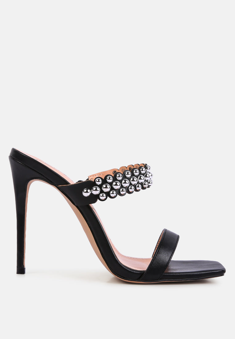 bandy stieletto heel metal stud sandals by ruw#color_black