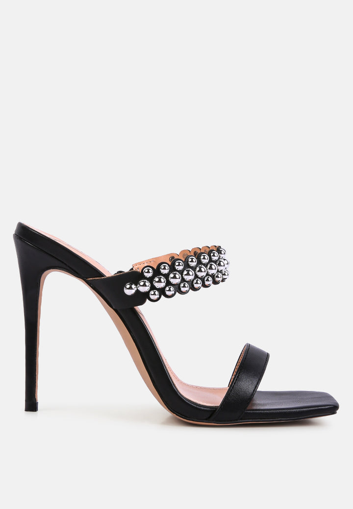 bandy stieletto heel metal stud sandals by ruw#color_black