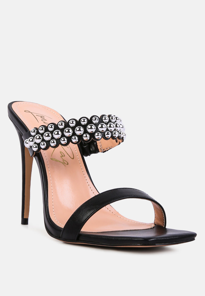bandy stieletto heel metal stud sandals by ruw#color_black