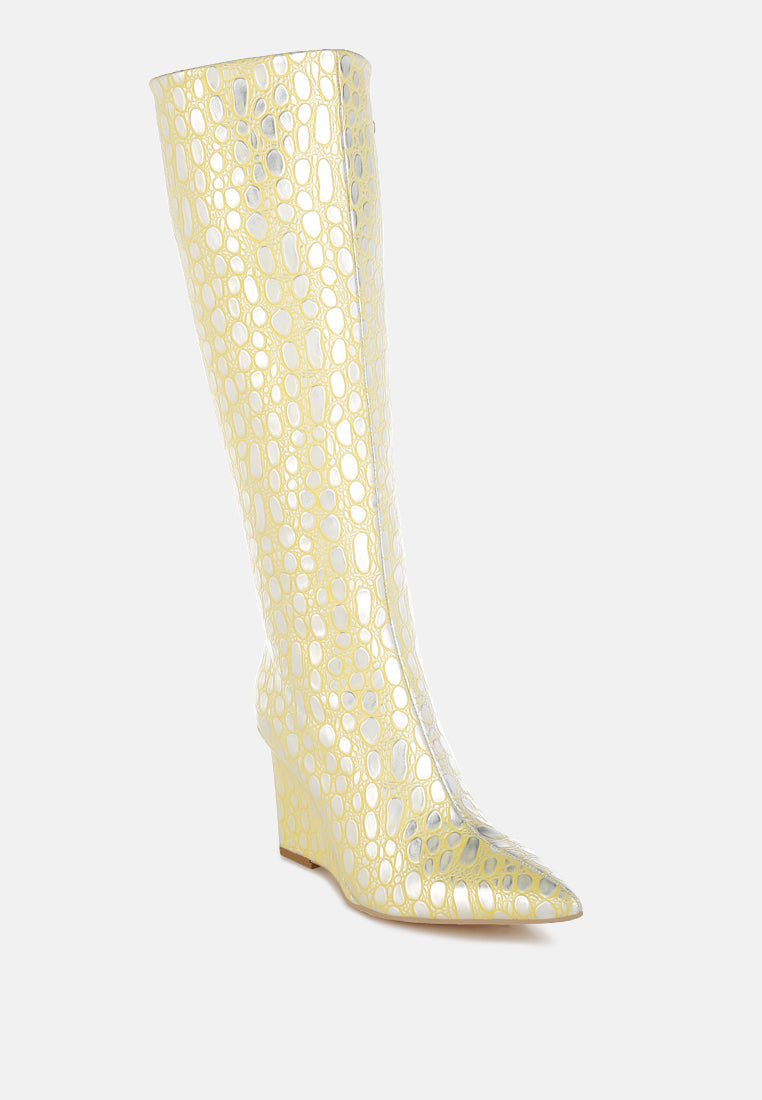 tear shaped faux leather boots by ruw#color_lime-yellow